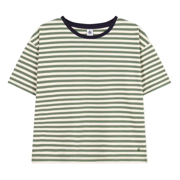 Petit Bateau T-shirt Rayé - Collection Femme | Vert kaki