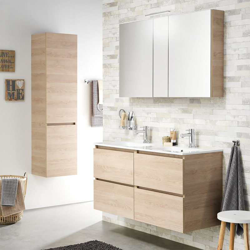Tiger S-line Spiegelkast 120 cm met 2 enkelzijdige spiegeldeuren Naturel eik