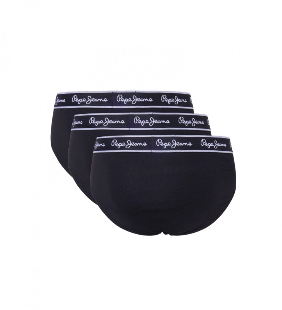 Pacote com 3 calcinhas clássicas Pepe Jeans pretas