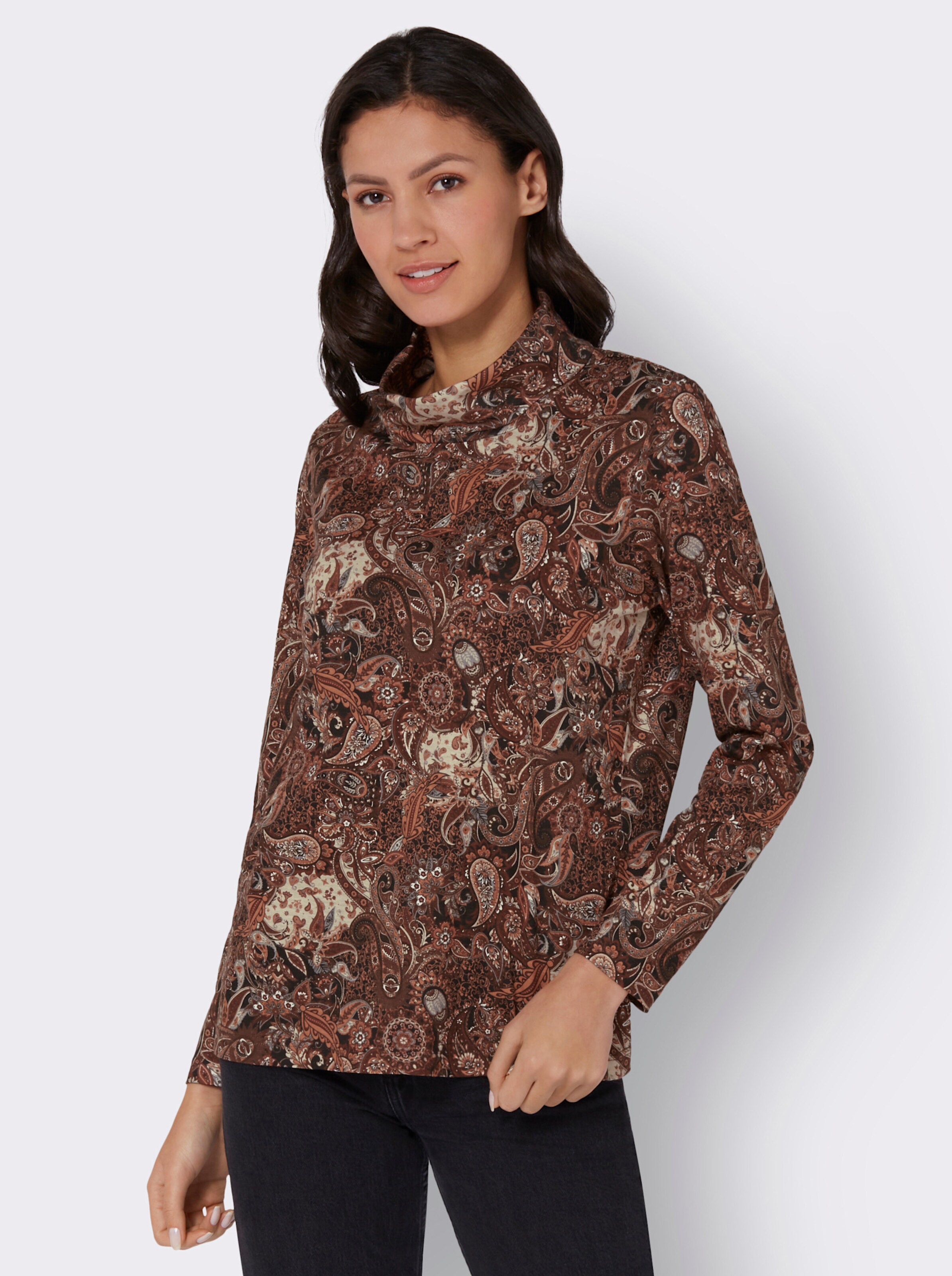 Rollkragenshirt mit Paisley-Muster