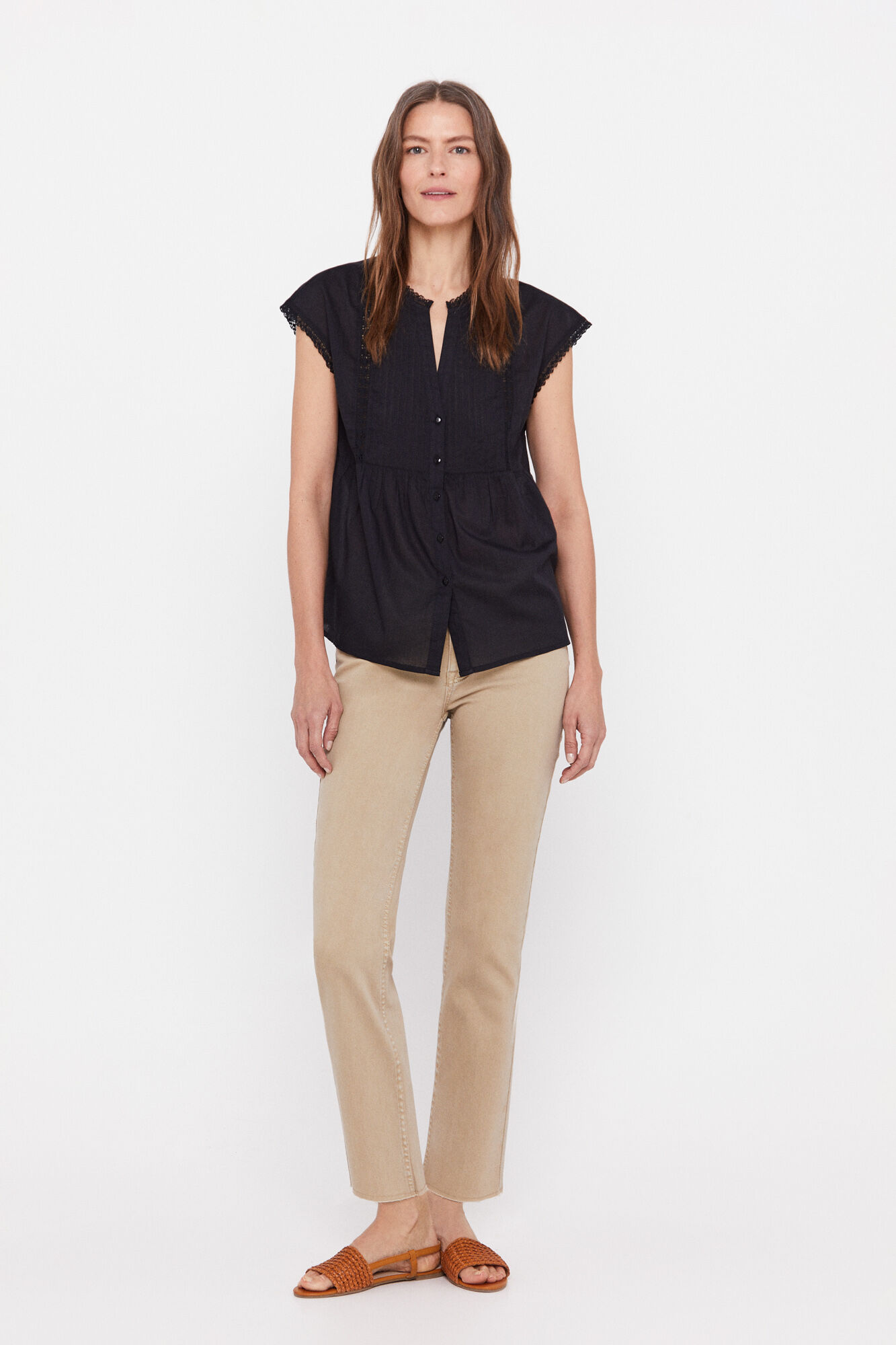 Blusa leve de algodão - Preta
