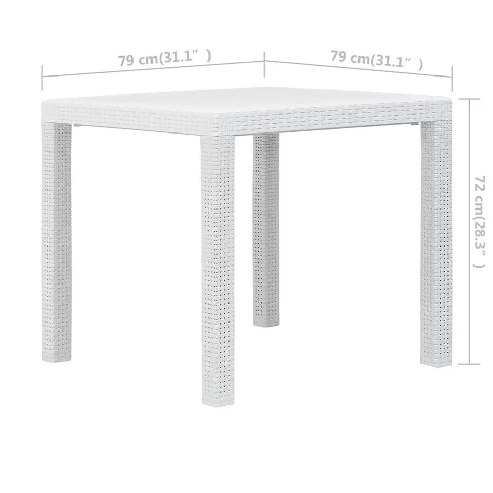 vidaXL - Tuintafel - Wit - Kunststof - 79 x 79 x 72 cm