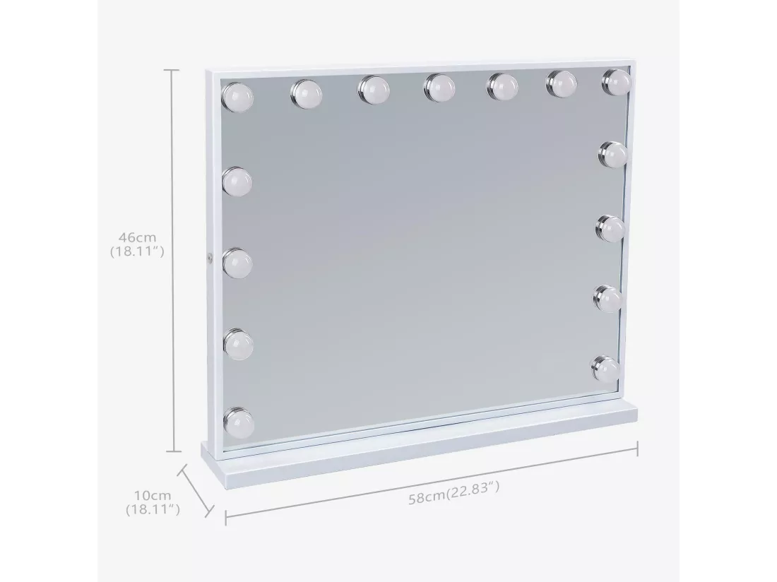 Miroir de maquillage hollywood coiffeuse mural avec lumière 58x46cm
