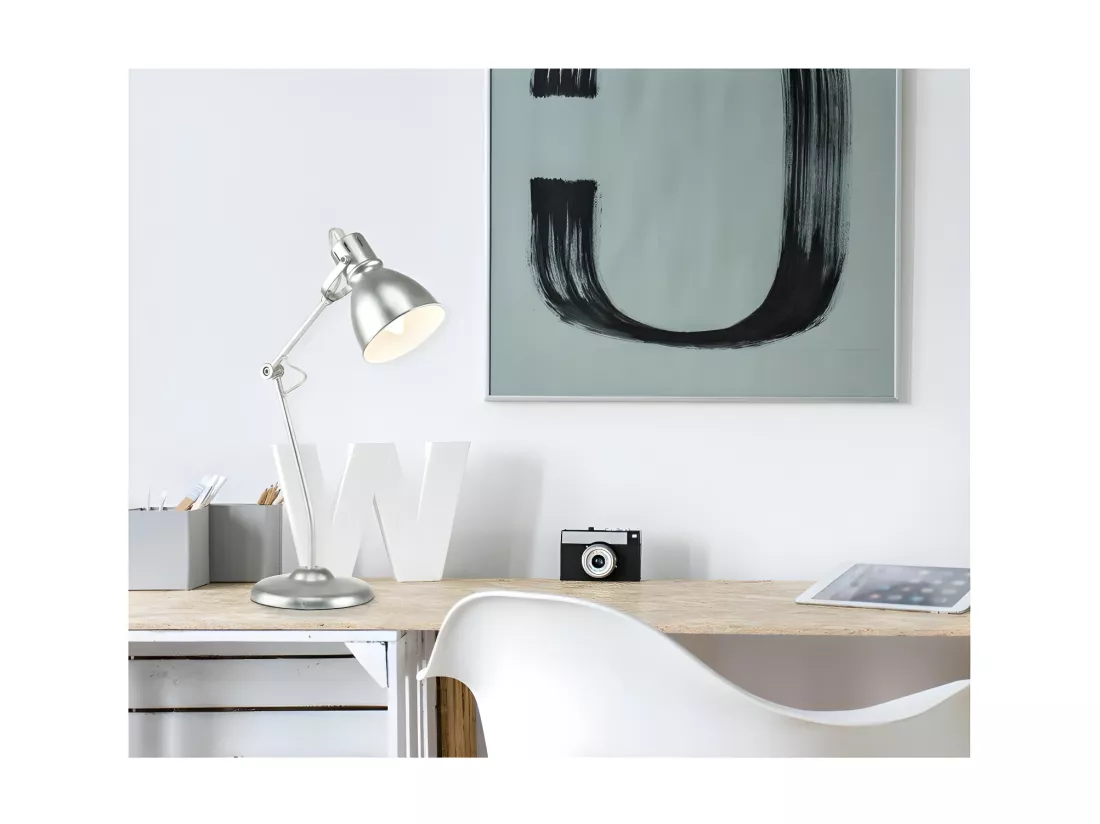 Lampe de bureau réglable - Alana - L 11 x l 15 x H 45 cm - Argenté