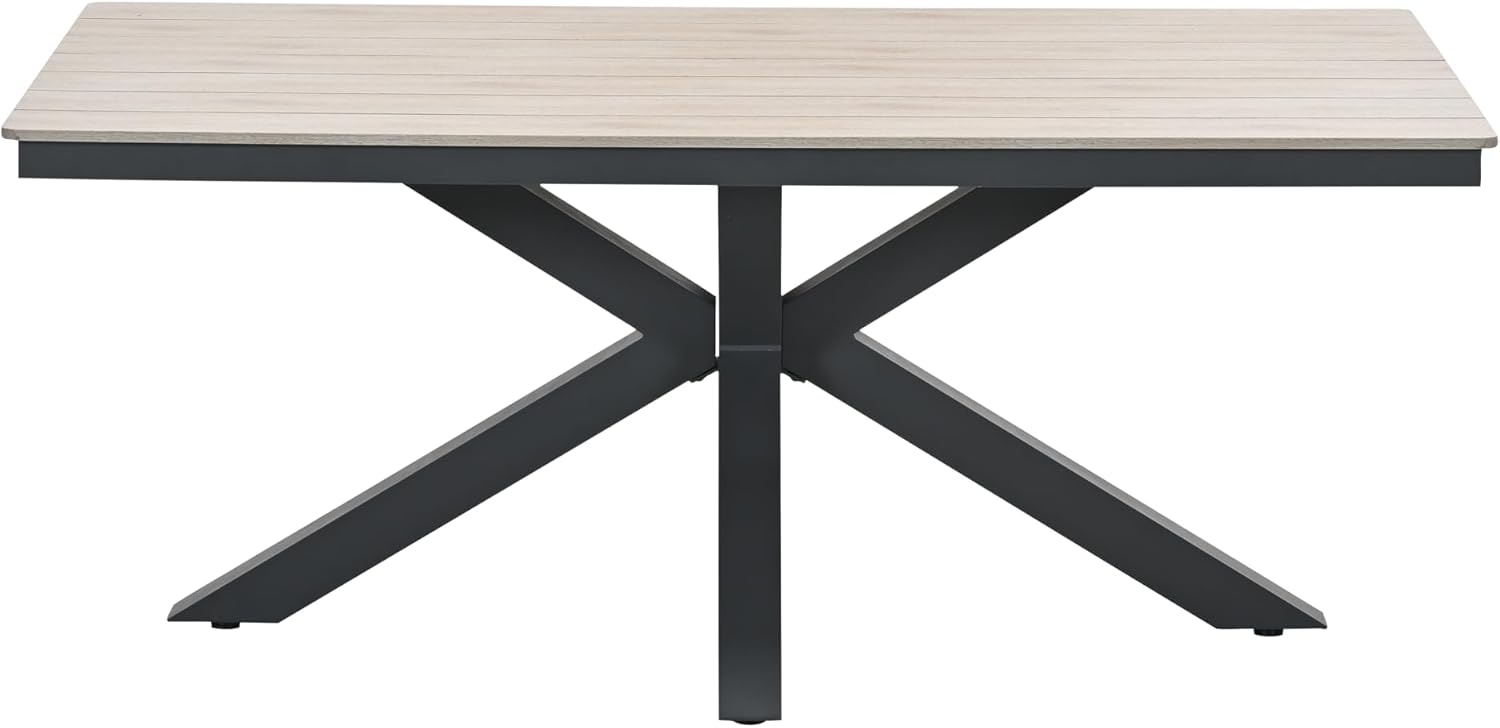 Gardissimo Gartentisch Esstisch Armati hell 180 x 100 cm rechteckig, Tisch Aluminium Nonwood Wetterfest Outdoor anthrazit pflegeleicht