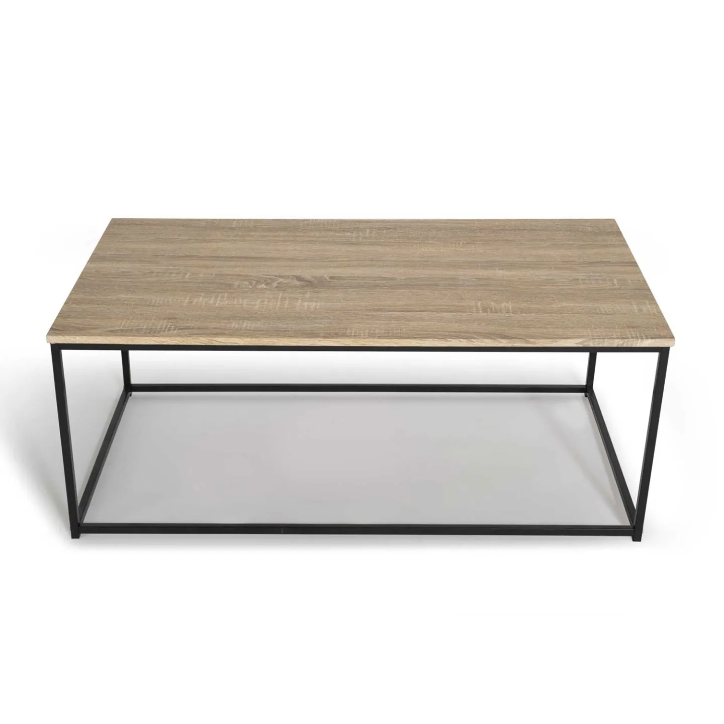 Table basse rectangulaire DETROIT 113 cm design industriel bois et métal