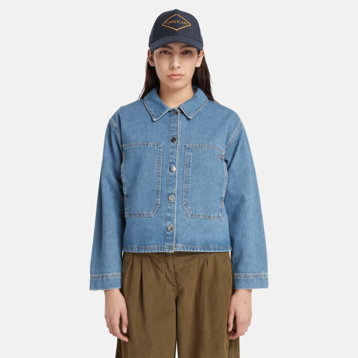Jaqueta feminina Chore Hemp Denim na cor azul
