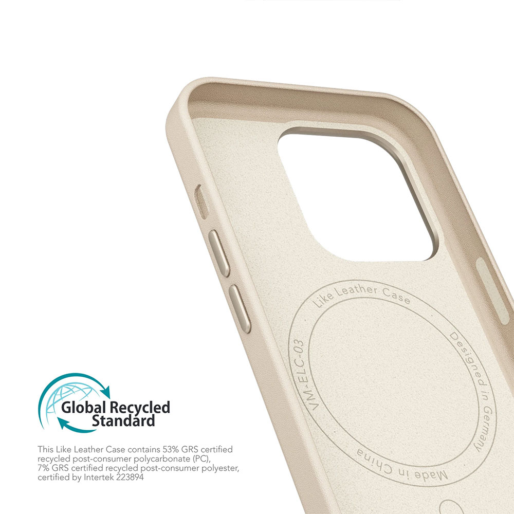 iPhone 16 Pro MagSafe Schutzhülle Like Leather Case aus Recycelten Materialien (ELC00011) - Beige