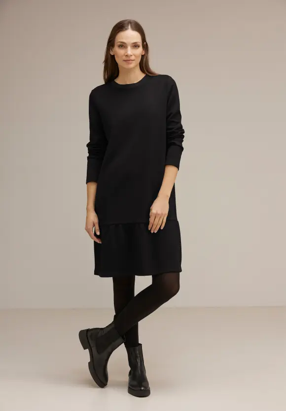 Knielanges Sweatkleid - Black