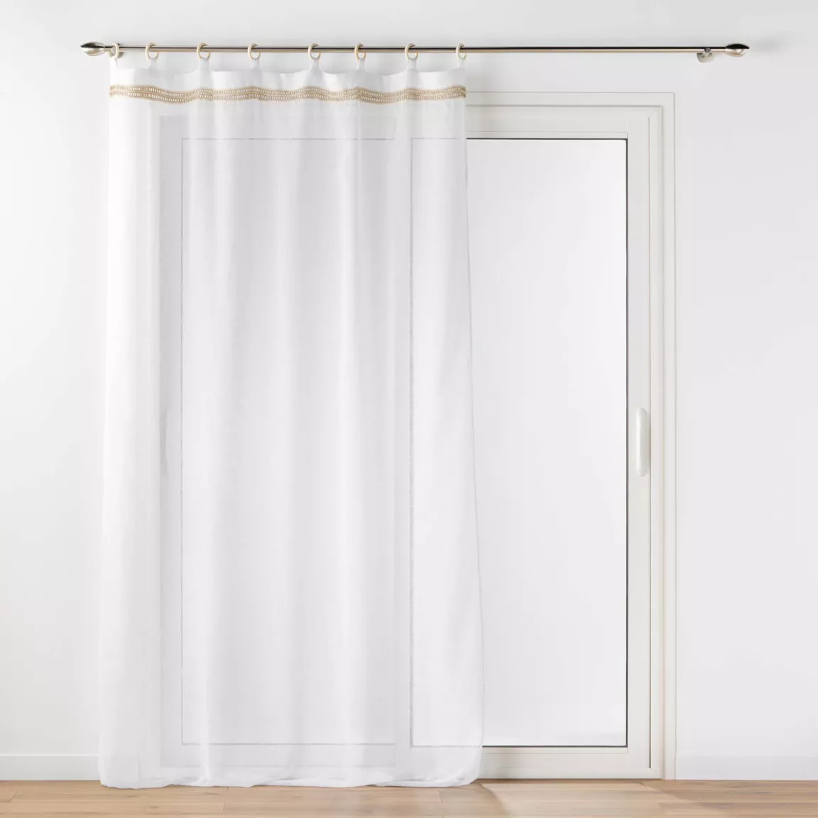 Voilage œillets bois (140 x 240 cm) Mileo Blanc
