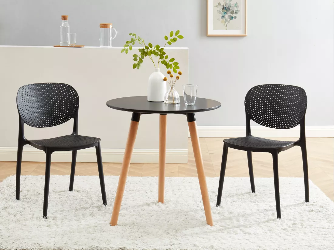 Chaise empilable en polypropylène - Noir - CARETANE