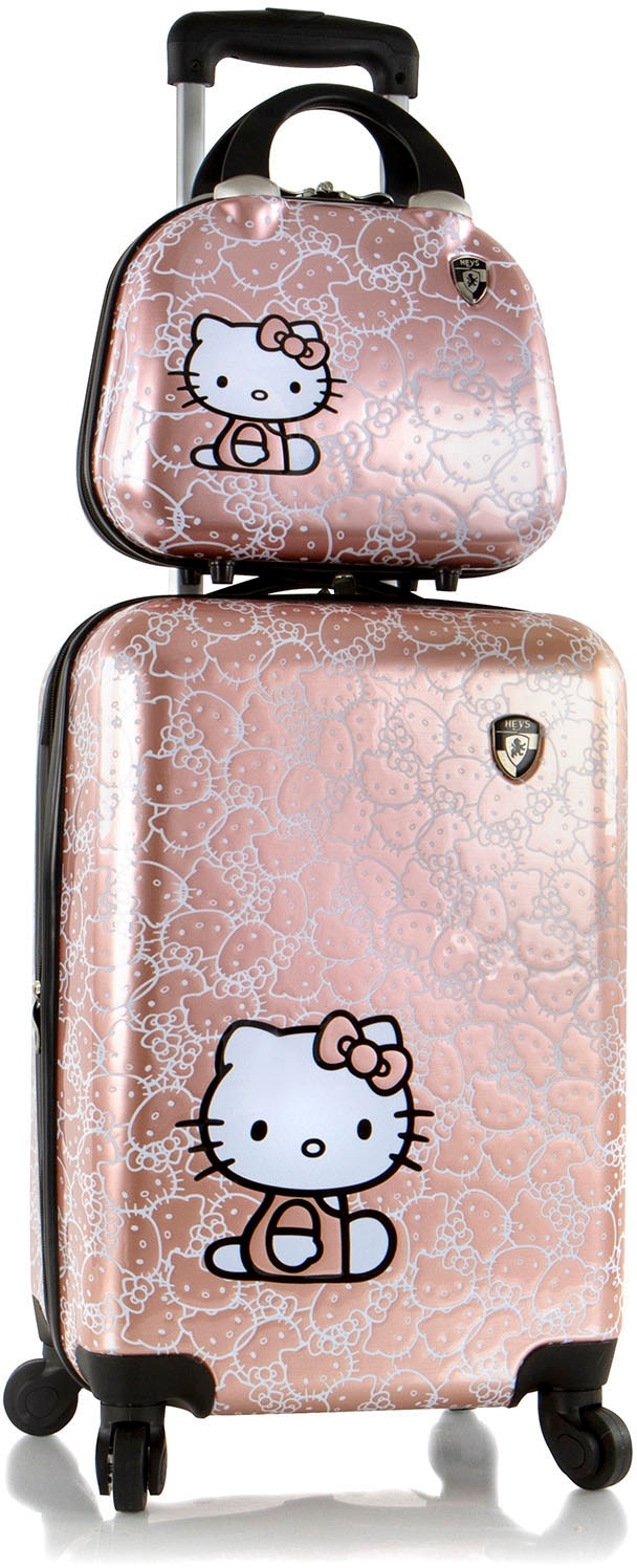 Heys Kinderkoffer »Kinderreiseset Hello Kitty roségold« Set, Kinderkoffer und Kosmetikkoffer,  31,8 l 4 Rollen Heys x Joachim Llambi Kindertrolley Handgepäck-Koffer