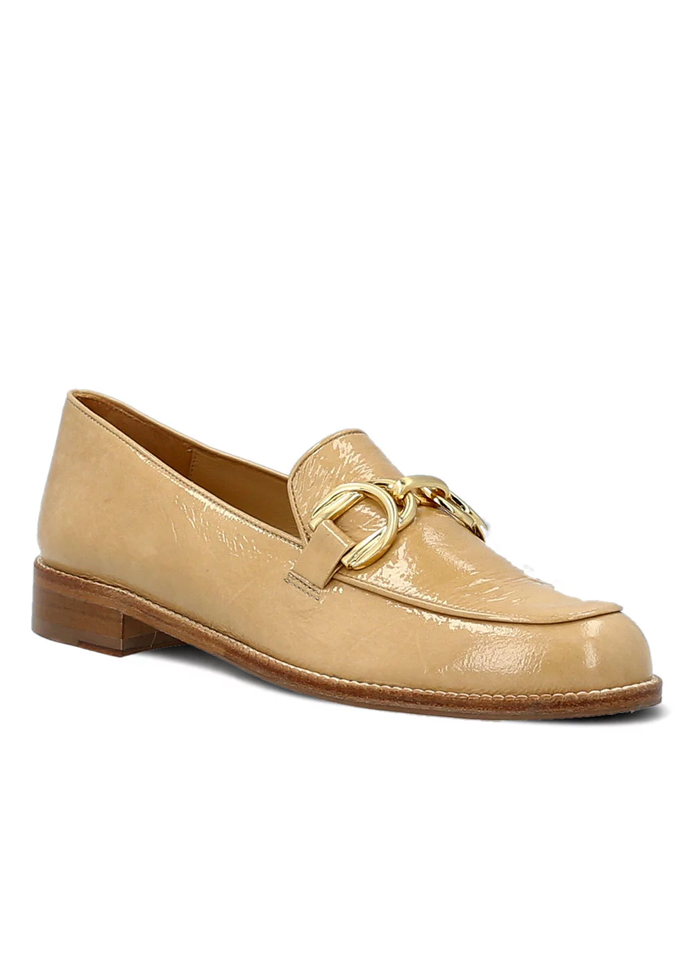 MOCASSIN VERDEAU VERNIS FRIPPE BEIGE