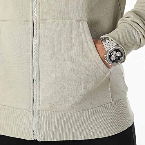 Sweat Zippé Capuche Gris Taupe