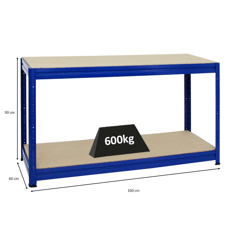 PROREGAL In hoogte verstelbare werkbank Dino HxBxD 90 x 160 x 60 cm Draagvermogen 600 kg Blauw