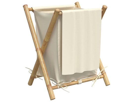VIDAXL - Panier à linge blanc crème 45x55x63,5 cm bambou