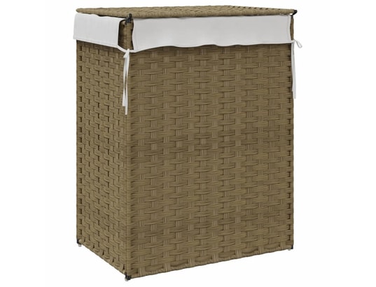 VIDAXL - Panier à linge avec couvercle 46x33x60 cm résine tressée