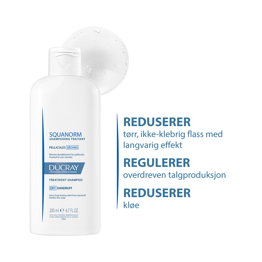 Ducray Squanorm Shampoo Dry mot tørr flass 200 ml