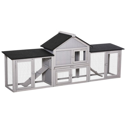 PawHut Gaiola de madeira grande para coelhos, ideal para uso externo.