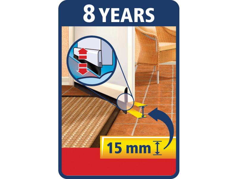 tesa Türdichtschiene MOLL Comfort 1 m x 40 mm Türdichtschiene für Textilböden, 1 m x 43 mm, weiss