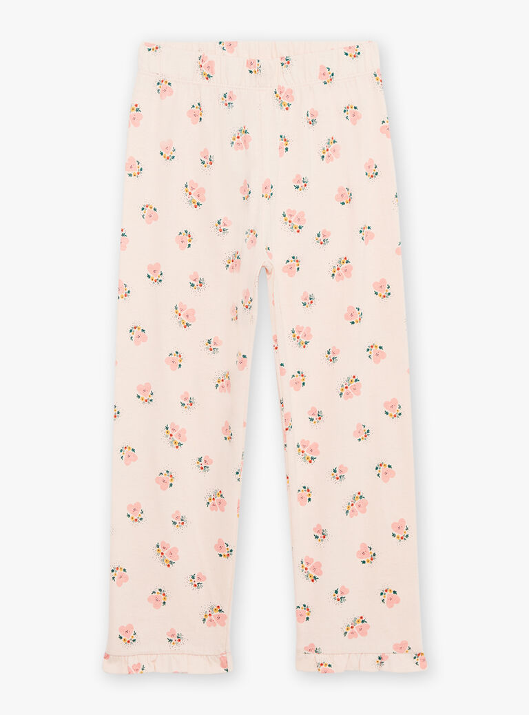 Ensemble pyjama rose pâle à coeur et fleur