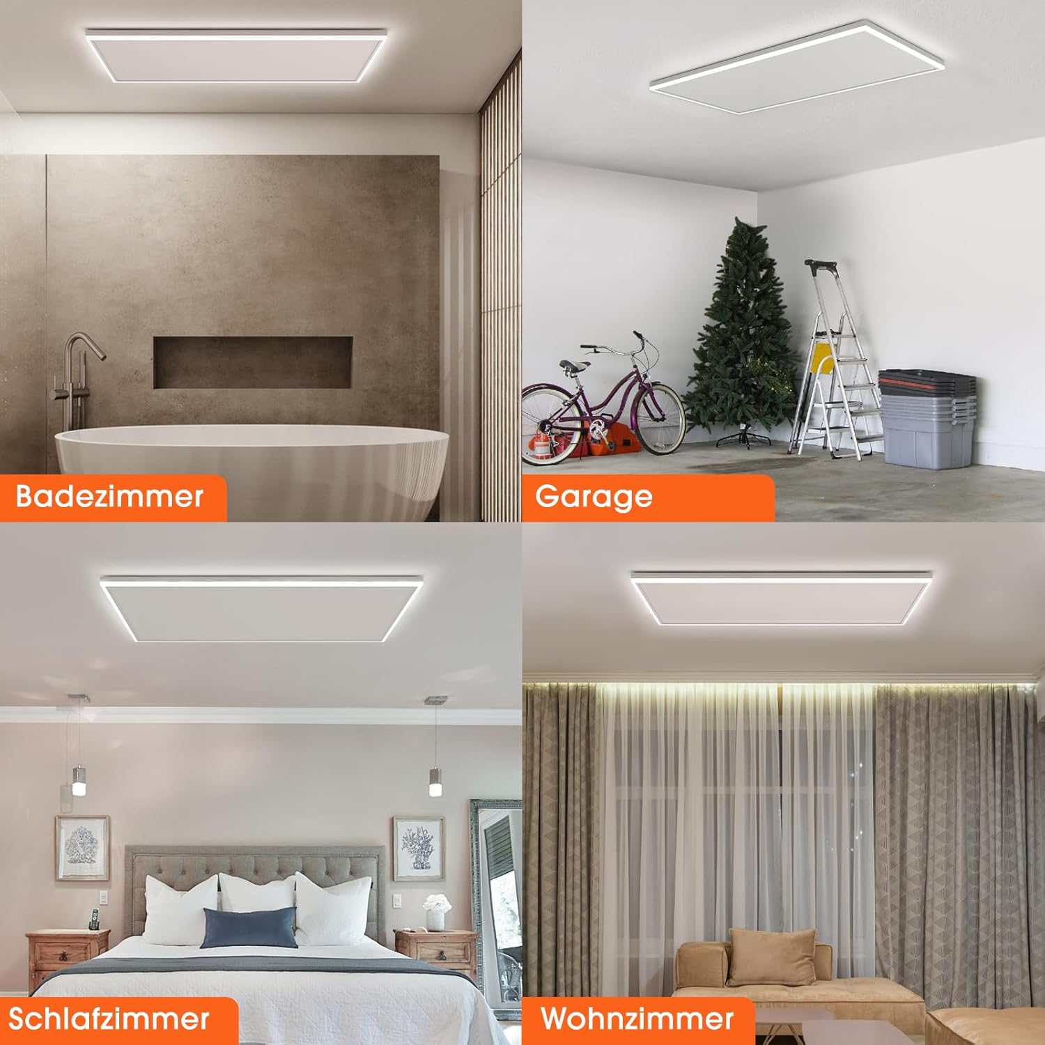 Infrarotheizung Deckenmontage 590 Watt, Deckenheizung Infrarot mit LED Beleuchtung, Infrarotheizung Decke mit Thermostat, App Fernbedienung Steuerung, Elektroheizung Heizkörper Heizpaneel - 88x63cm