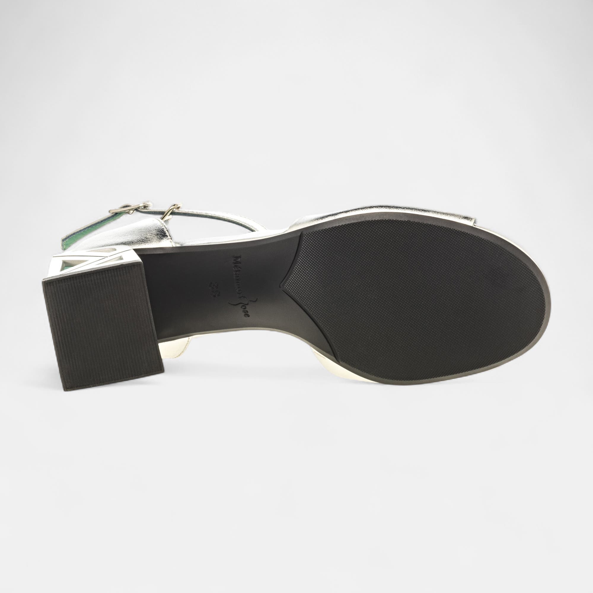 Nu-pieds à talon Femme en cuir argent