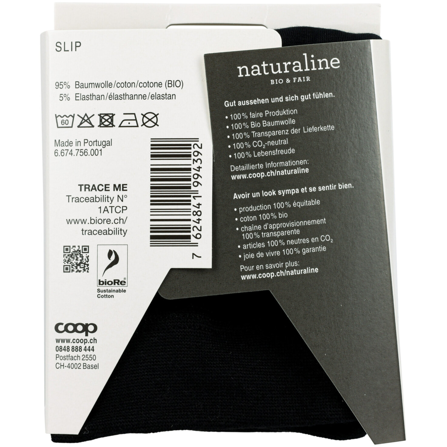 Naturaline Herren Slip Schwarz S
