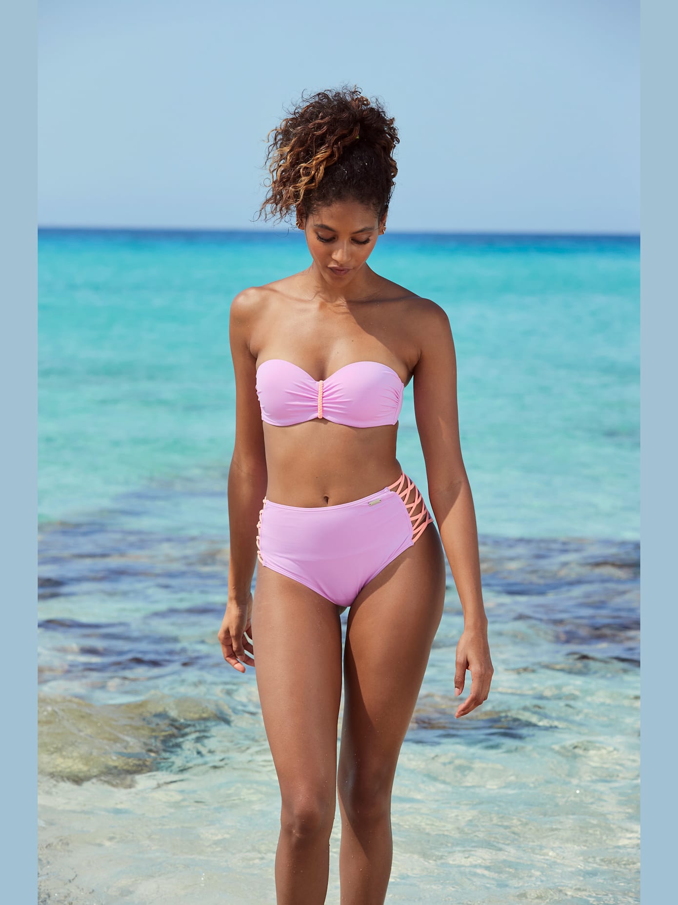 Haut de bikini bandeau à armatures design contrasté