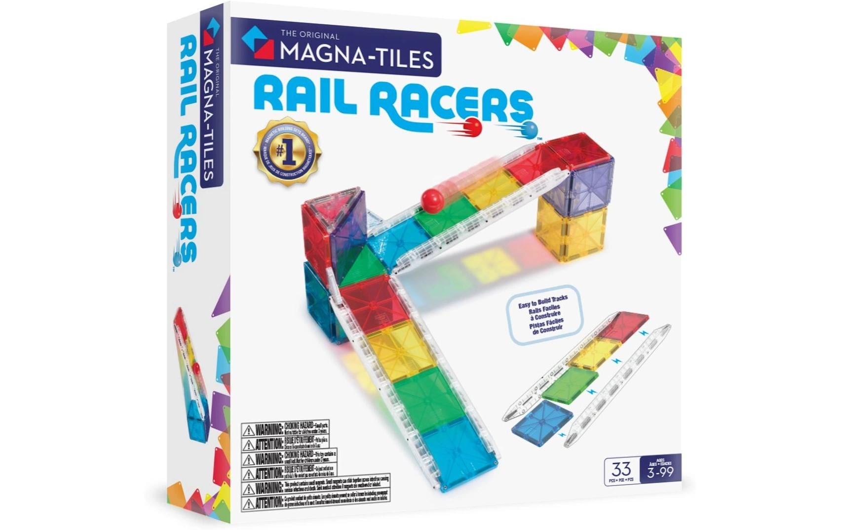 Rail Racers 33 TeileRennbahn-Set mit 33 magnetischen Bauteilen