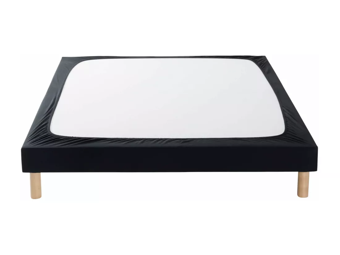 Cache-sommier coton jersey noir 160x190