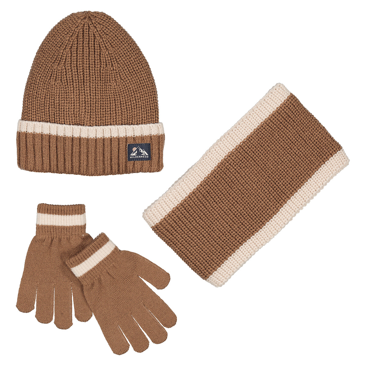 COLEÇÃO LA REDOUTE<br>Conjunto de gorro, cachecol e luvas, forro de lã