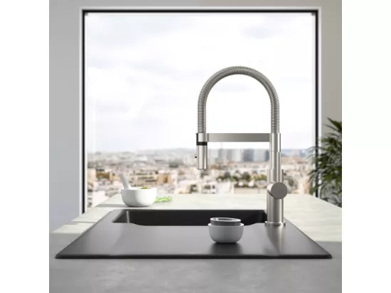 Robinet cuisine VILLEROY ET BOCH Steel expert compact acier massif