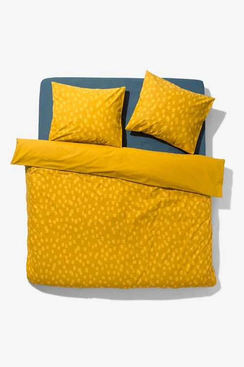 housse de couette en coton doux 200x200/220 pois jaune