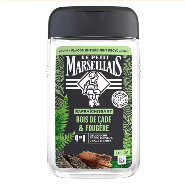 Gel de banho masculino Le Petit Marseillais Cade Wood & Fern 250ml