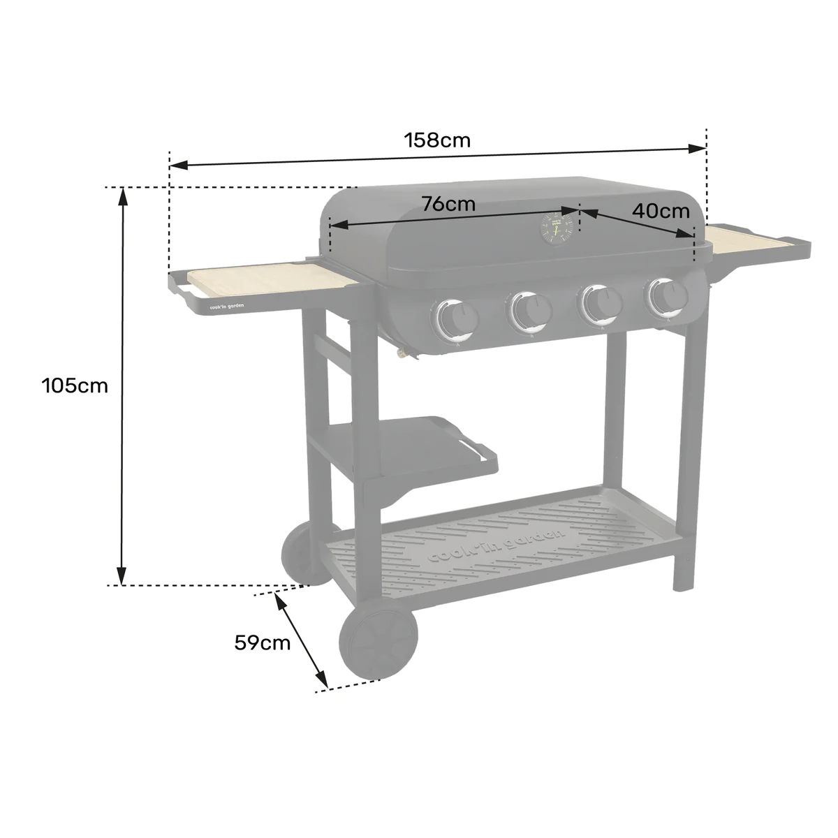 Barbecue gaz FLAVO 76 SC sur chariot Happy Garden