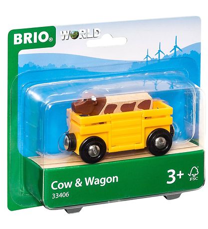 BRIO WoRød Kv?gvogn m. Ko - Gul 33406