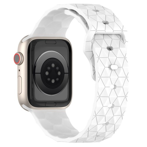Apple Watch (49/46/45/44 mm) Silikon Armband mit Fussball-Muster (Gelenkumfang: 140-215mm) - Weiss