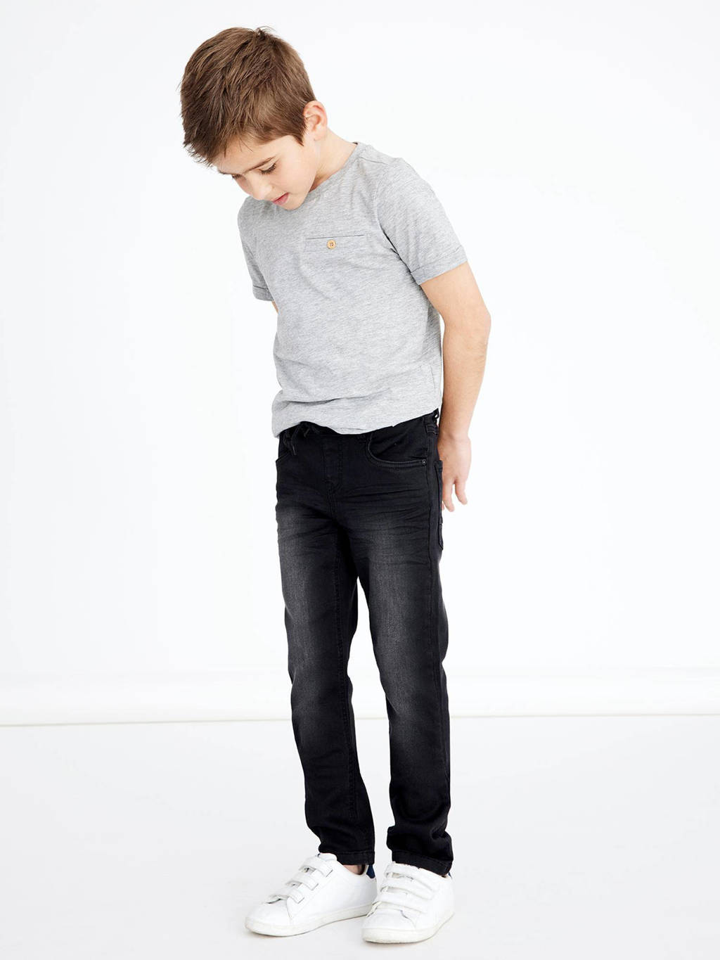 NAME IT slim fit jeans NKMROBIN zwart