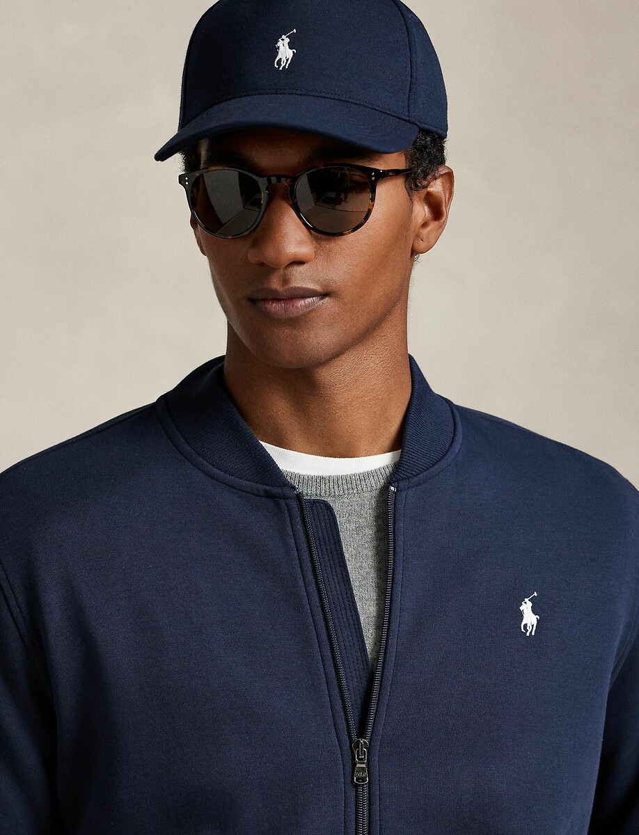 POLO RALPH LAUREN<br>Cardigã com zíper em tecido de malha dupla