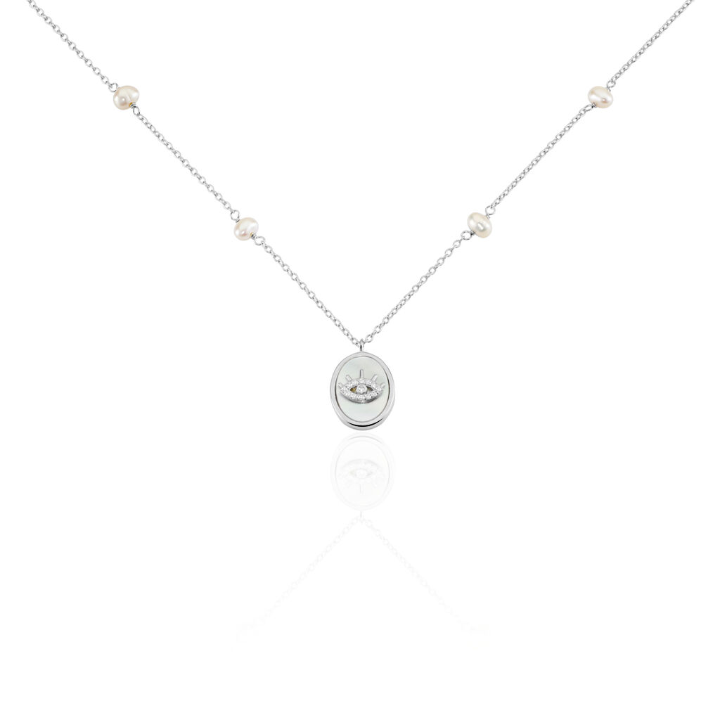 Collier Argent Glad Perles De Culture Nacre Oxydes De Zirconium