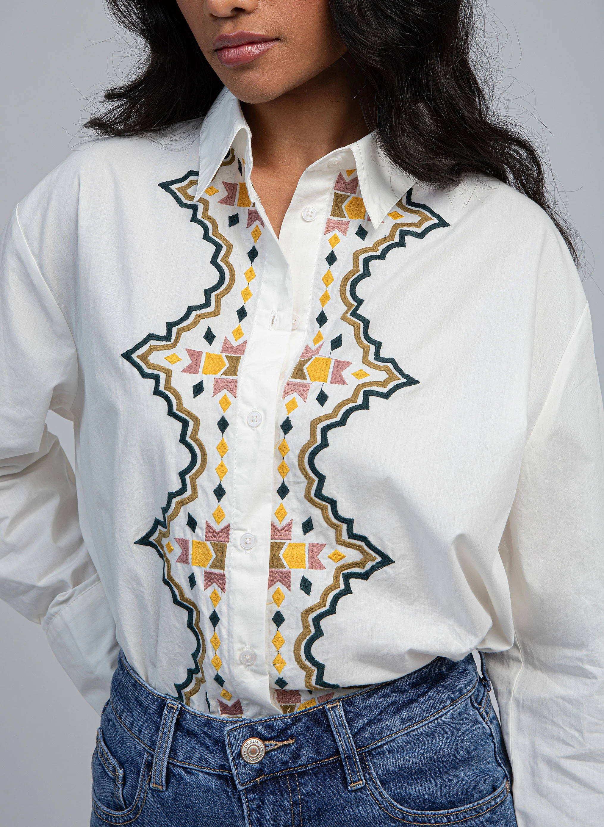 SOVILLA - Chemise brodée en coton| Blanc