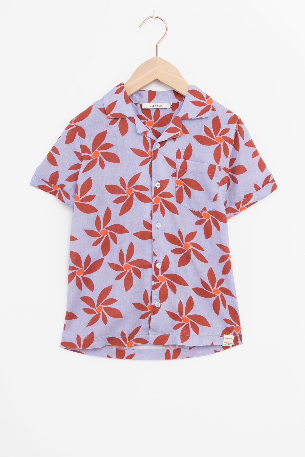 Lavendel overhemd met bloemenprint
