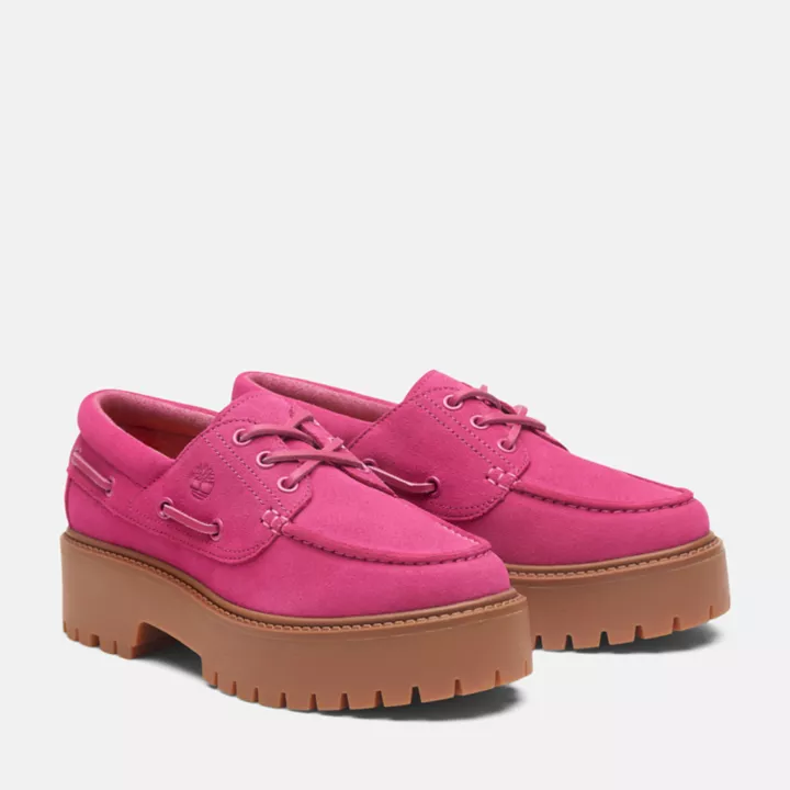 Chaussures bateau Stone Street pour femme en rose foncé
