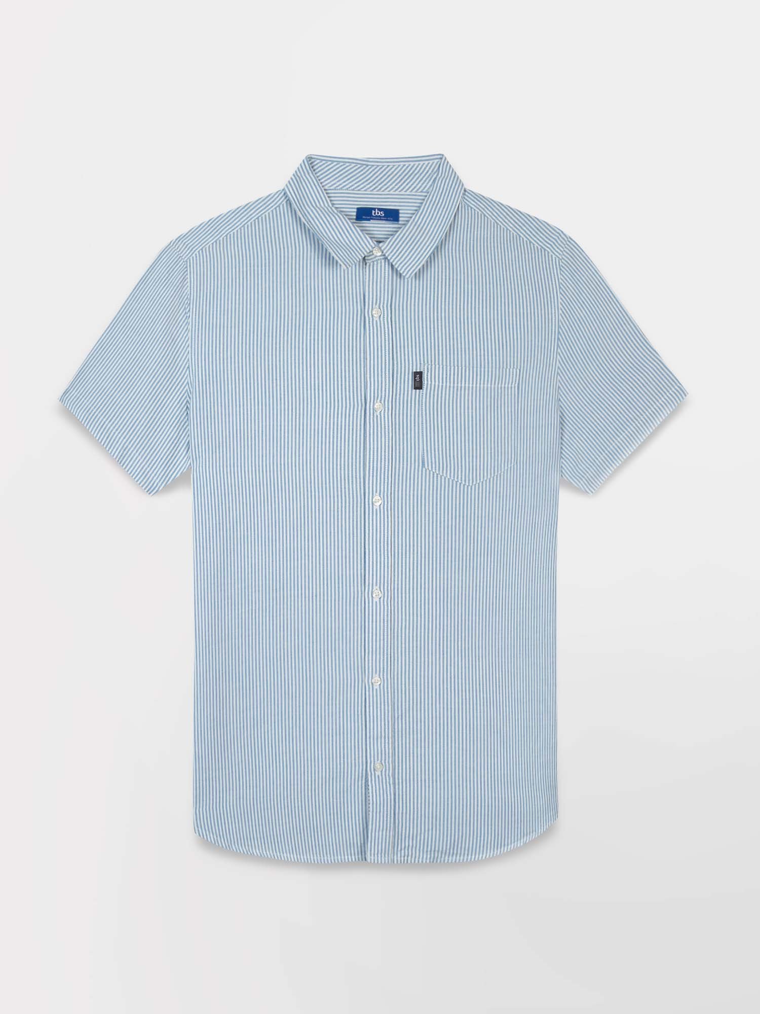 Chemise Homme Manches Courtes Fines Rayures Gris