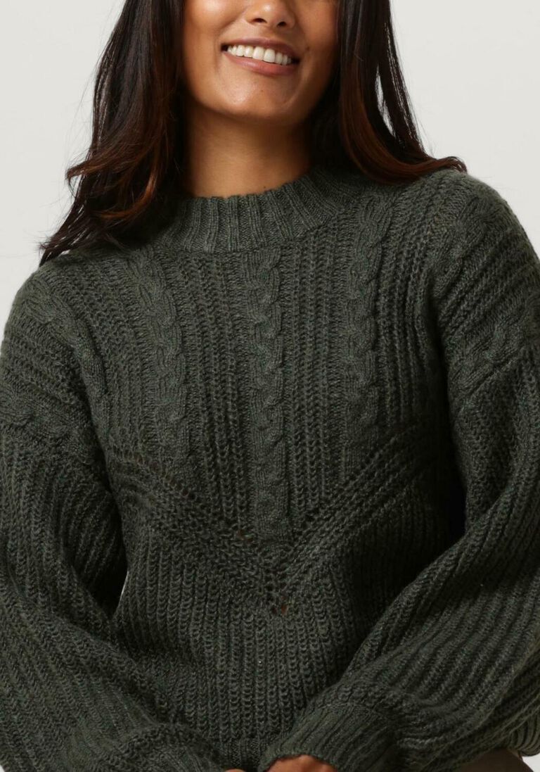 OBJECT groene object trui objnova stella cable knit pullover