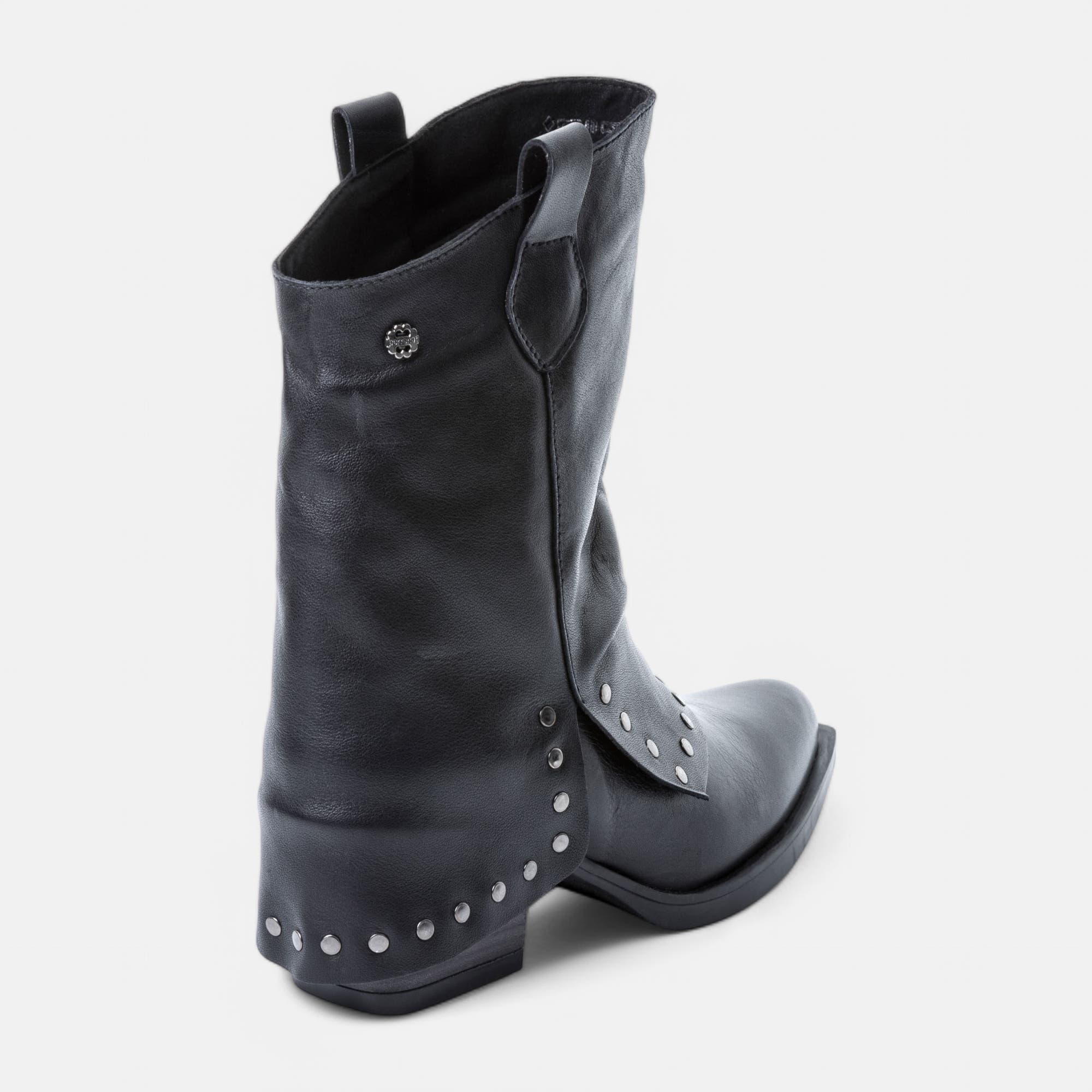 Santiags à talon Femme en cuir noir