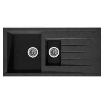 Levica Spoelbak Noa 100x50 cm zwart met 1,5 spoelbak
