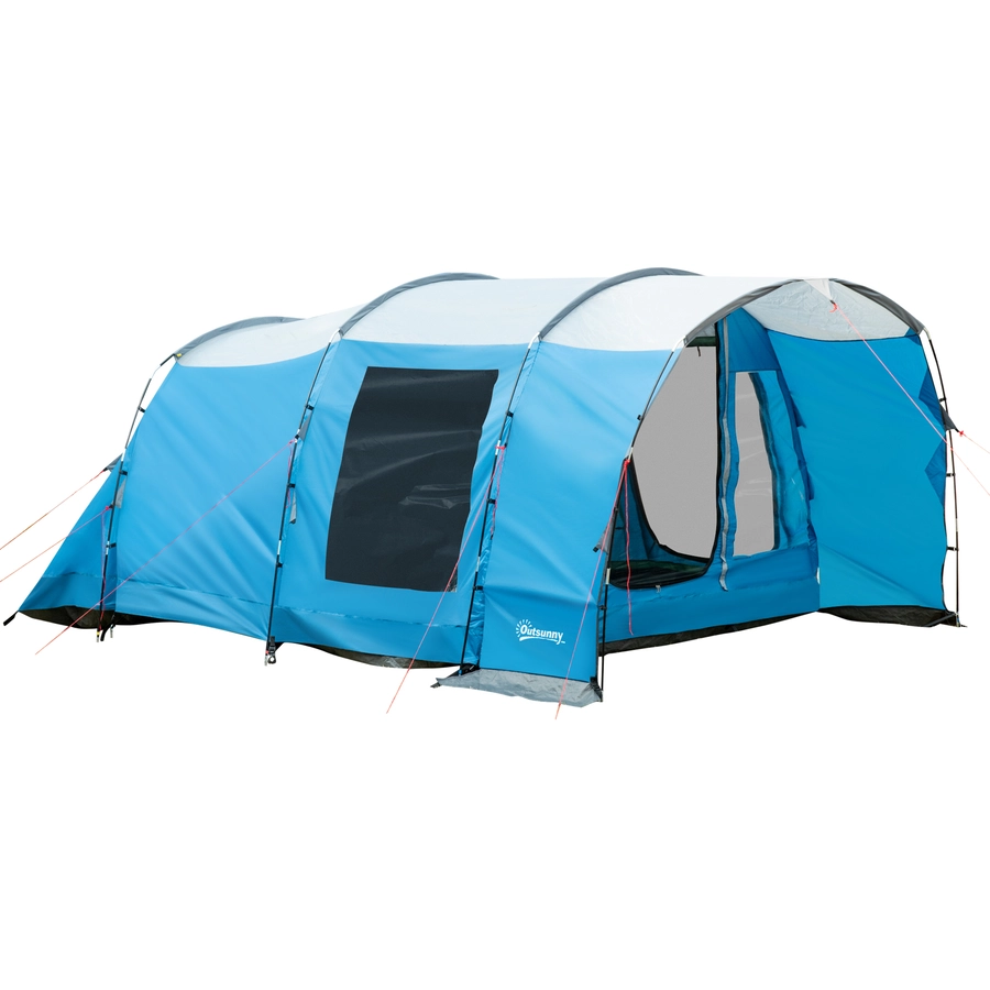Outsunny Campingzelt mit Erdspieße, Tragetasche und Spannseilen blau