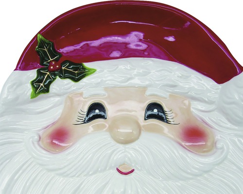 Decoratief bord Santa Claus Lafiora 32,5 x 32 cm keramiek wit rood